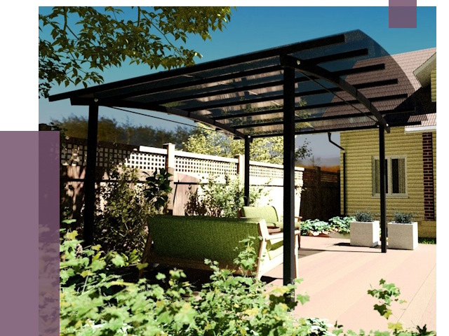 Навесы для террасы в Сорочинске от 13168 руб. под ключ | ПРОЛЁТ-Срч