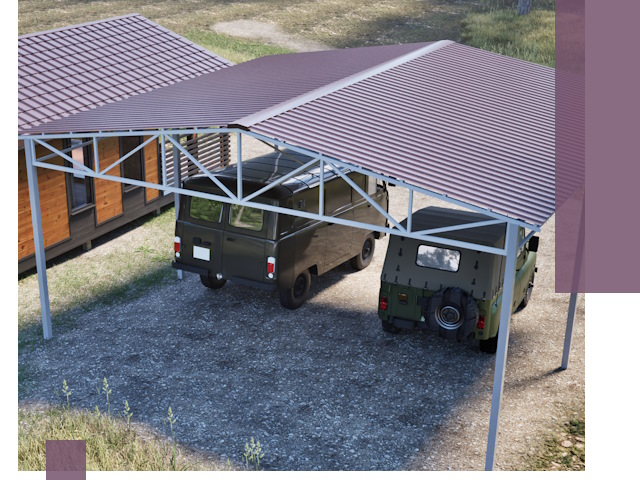 Двускатные навесы под ключ в Сорочинске — изготовление и монтаж